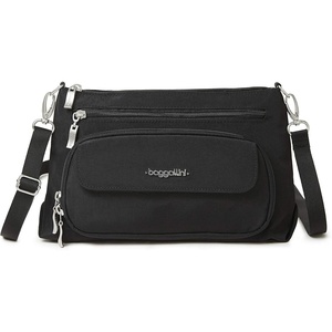 image:imageBaggallini Original Everyday 11x75 Crossbody Bags Rfid Protected Lightweight Nylon Zippered Travel PurseBlack With Sand Lining