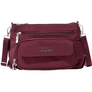 image:imageBaggallini Original Everyday 11x75 Crossbody Bags Rfid Protected Lightweight Nylon Zippered Travel PurseDark Cherry