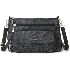 image:imageBaggallini Original Everyday 11x75 Crossbody Bags Rfid Protected Lightweight Nylon Zippered Travel PurseMidnight Blossom Print