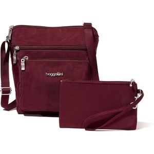 image:imageBaggallini Pocket Crossbody Bags for Women 8x8 Small Lightweight Durable Waterresistant Travel Purse WRfidDark Cherry
