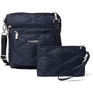 image:imageBaggallini Pocket Crossbody Bags for Women 8x8 Small Lightweight Durable Waterresistant Travel Purse WRfidFrench Navy Quilt