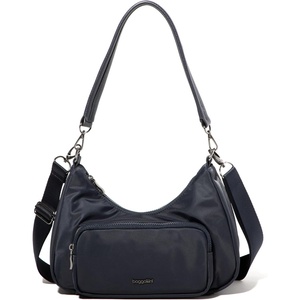 image:imageBaggallini Savannah Crossbody 12x8 wRFID Card Holder Vegan Leather Shoulder Strap Convertible Crossbody for WomenFrench Navy Twill