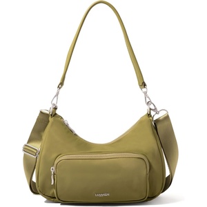 image:imageBaggallini Savannah Crossbody 12x8 wRFID Card Holder Vegan Leather Shoulder Strap Convertible Crossbody for WomenSage Twill