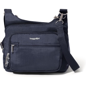 image:imageBaggallini Securtex Antitheft Crossover Crossbody Bag 11w X 85h Rfid Builtin Wallet Locking ZippersFrench Navy