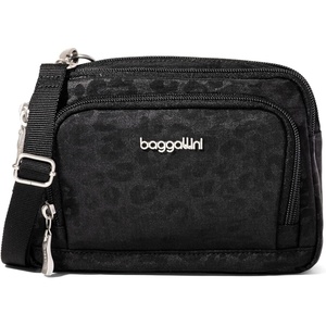 image:imageBaggallini Triple Zip with Front WalletTrifecta RFID Wallet CrossbodyBlack Cheetah Emboss