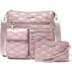 image:imageBaggallini Womens Modern Everywhere Slim CrossbodyRose Metallic Quilt