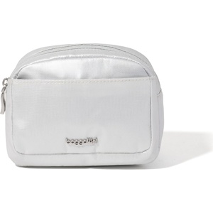image:imageBaggallini Womens Pocket Cosmetic  Lightweight Bag  Travel Essentials Makeup OrganizerSilver Metallic
