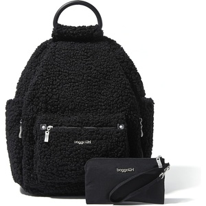 image:imageBaggallini womens New Classic Heritage With Rfid Phone Wristlet All Day Backpack Black One Size USBlack Faux Shearling