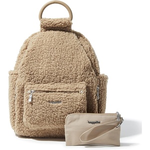 image:imageBaggallini womens New Classic Heritage With Rfid Phone Wristlet All Day Backpack Black One Size USTaupe Faux Shearling